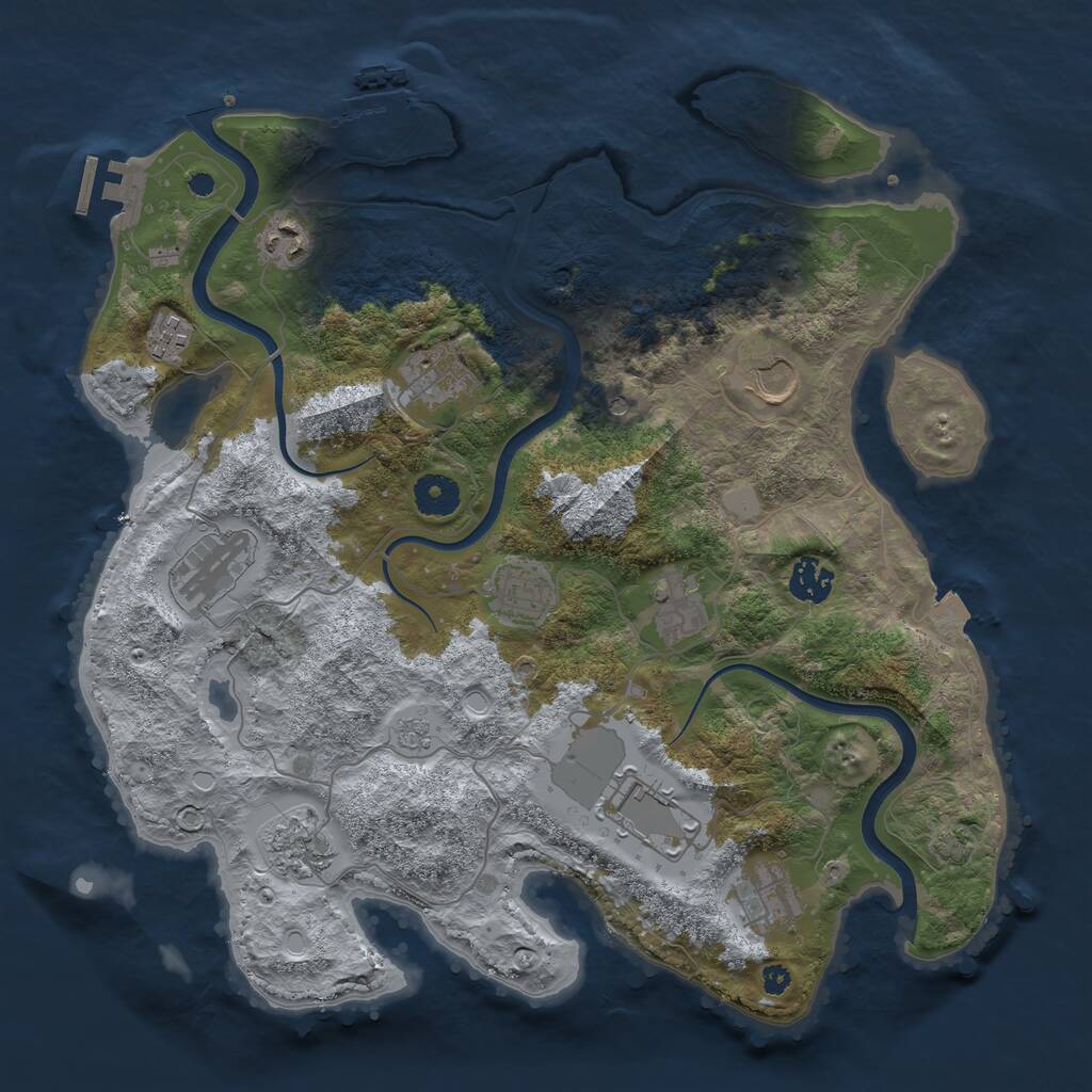 Rust Map: Procedural Map, Size: 3700, Seed: 761713477, 17 Monuments