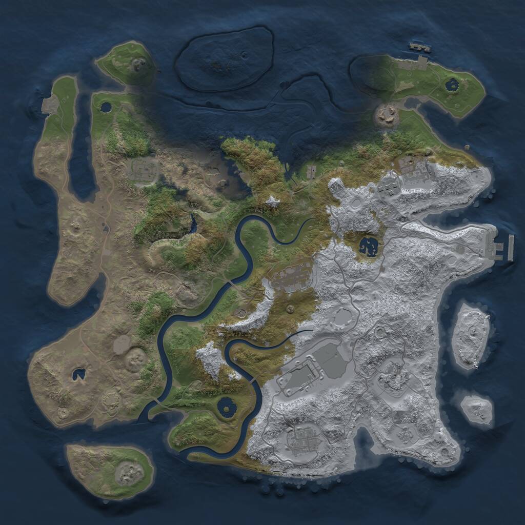 Rust Map: Procedural Map, Size: 4000, Seed: 1869558025, 16 Monuments