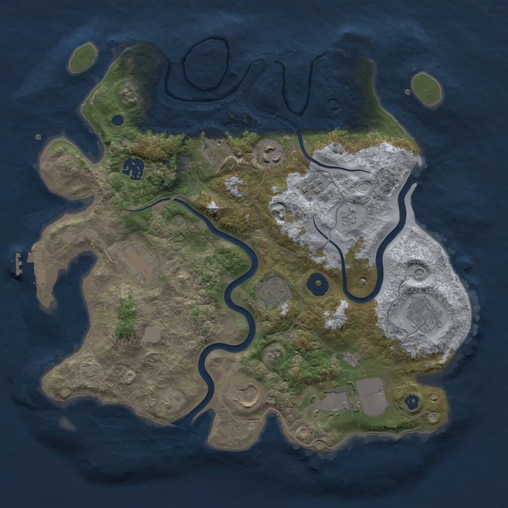 Rust Map: Procedural Map, Size: 3500, Seed: 1711372733, 15 Monuments