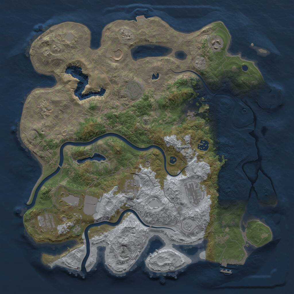 Rust Map: Procedural Map, Size: 4000, Seed: 608995239, 17 Monuments