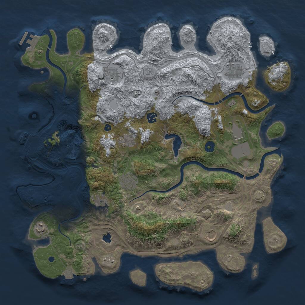 Rust Map: Procedural Map, Size: 4250, Seed: 1820886635, 16 Monuments