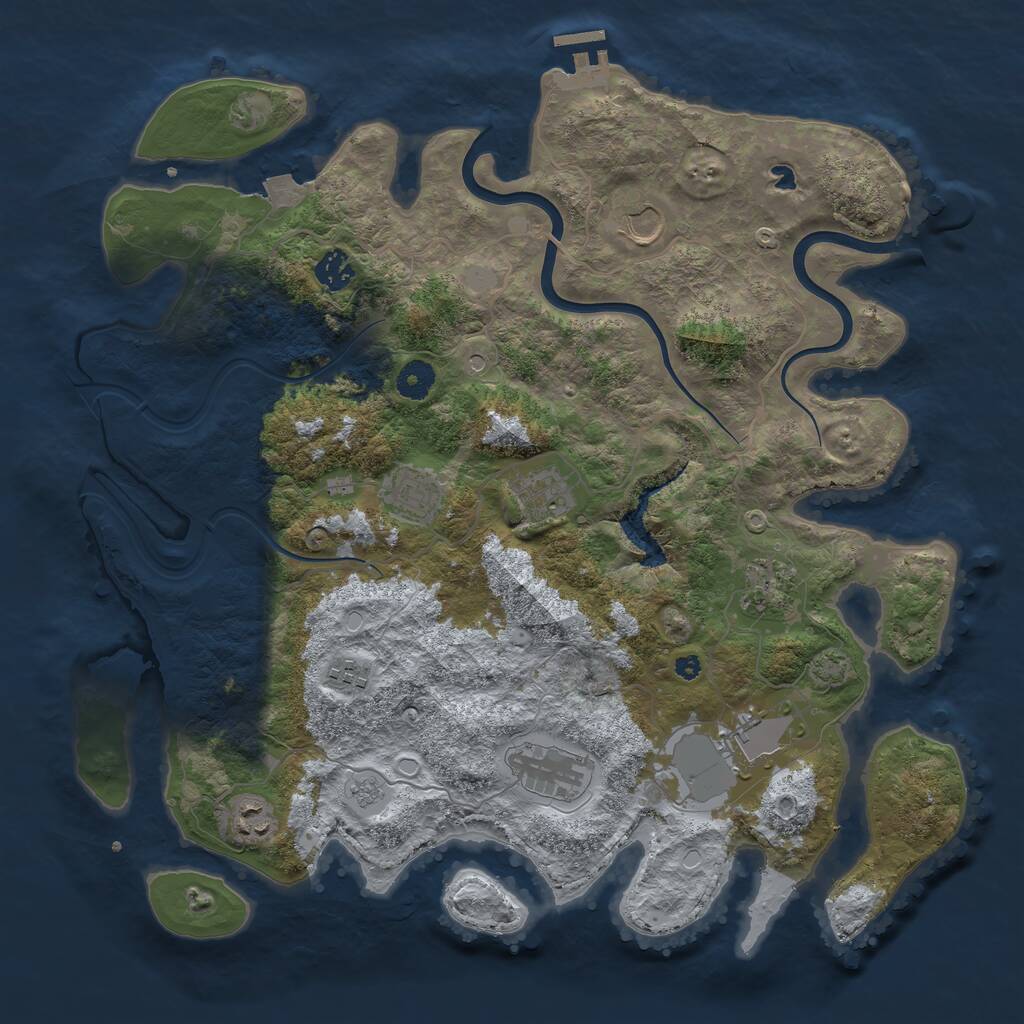 Rust Map: Procedural Map, Size: 4000, Seed: 53927, 14 Monuments