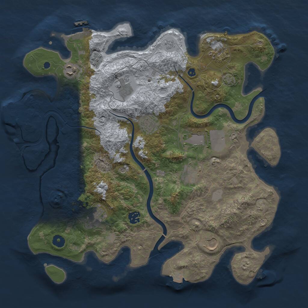 Rust Map: Procedural Map, Size: 3750, Seed: 593428, 16 Monuments