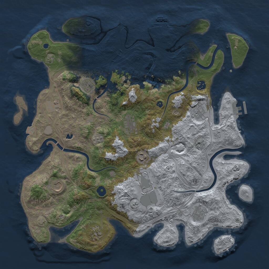 Rust Map: Procedural Map, Size: 4250, Seed: 749291355, 17 Monuments