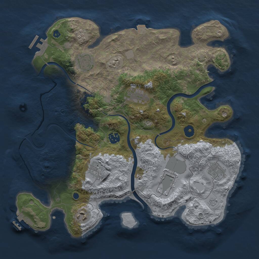 Rust Map: Procedural Map, Size: 3500, Seed: 1099931308, 14 Monuments