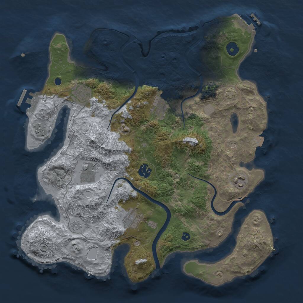 Rust Map: Procedural Map, Size: 3500, Seed: 944977027, 13 Monuments