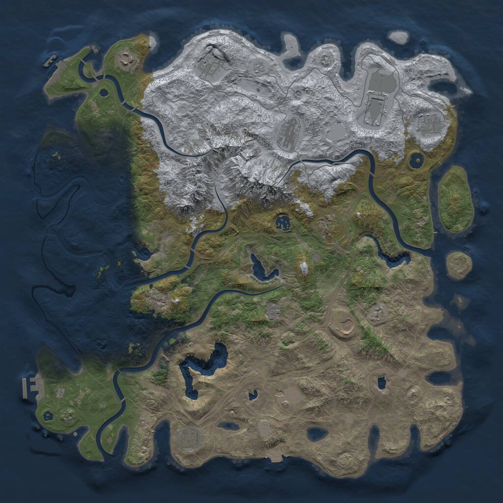 Rust Map: Procedural Map, Size: 5000, Seed: 401466115, 17 Monuments