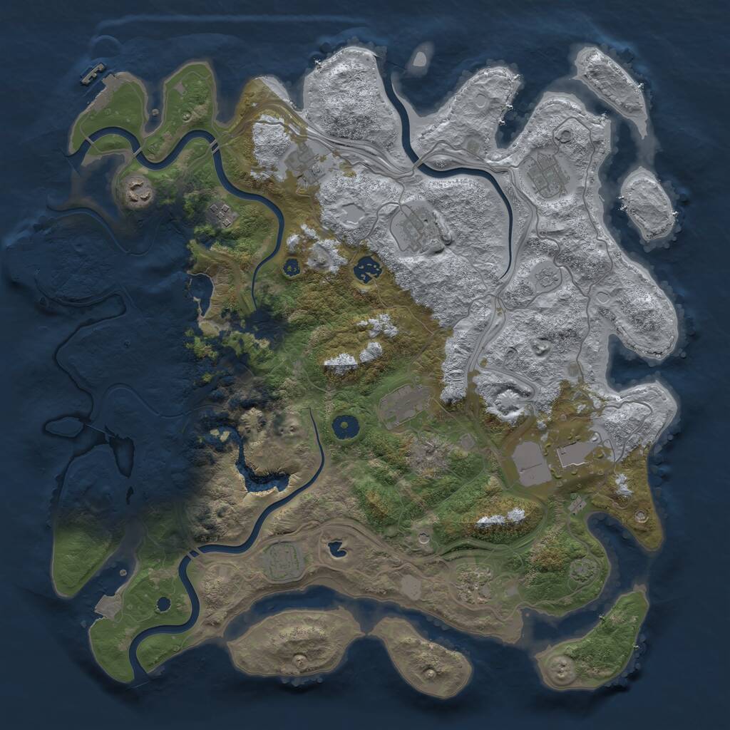 Rust Map: Procedural Map, Size: 4250, Seed: 1031058906, 16 Monuments