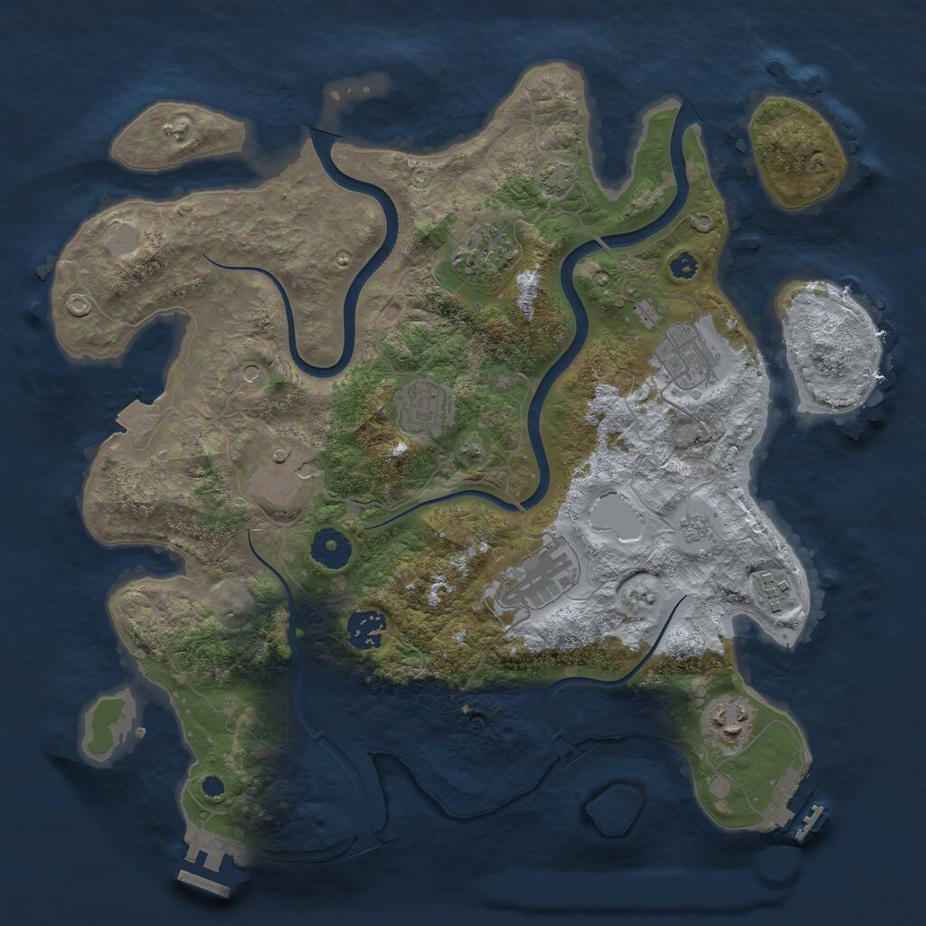 Rust Map: Procedural Map, Size: 3500, Seed: 500118396, 14 Monuments