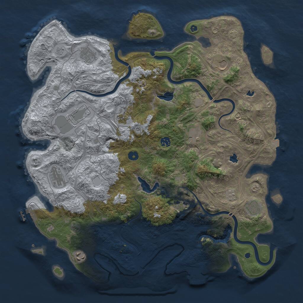 Rust Map: Procedural Map, Size: 4500, Seed: 1706931432, 17 Monuments