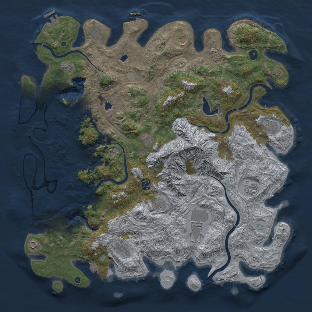 Rust Map: Procedural Map, Size: 5000, Seed: 705729398, 17 Monuments