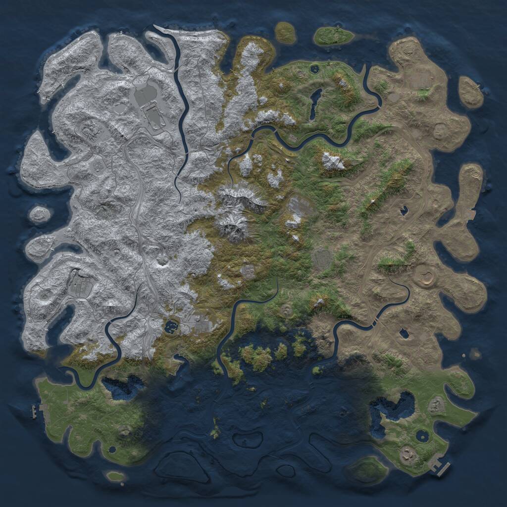 Rust Map: Procedural Map, Size: 6000, Seed: 308497537, 17 Monuments