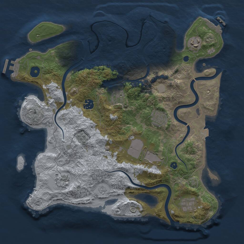 Rust Map: Procedural Map, Size: 3500, Seed: 274308153, 14 Monuments