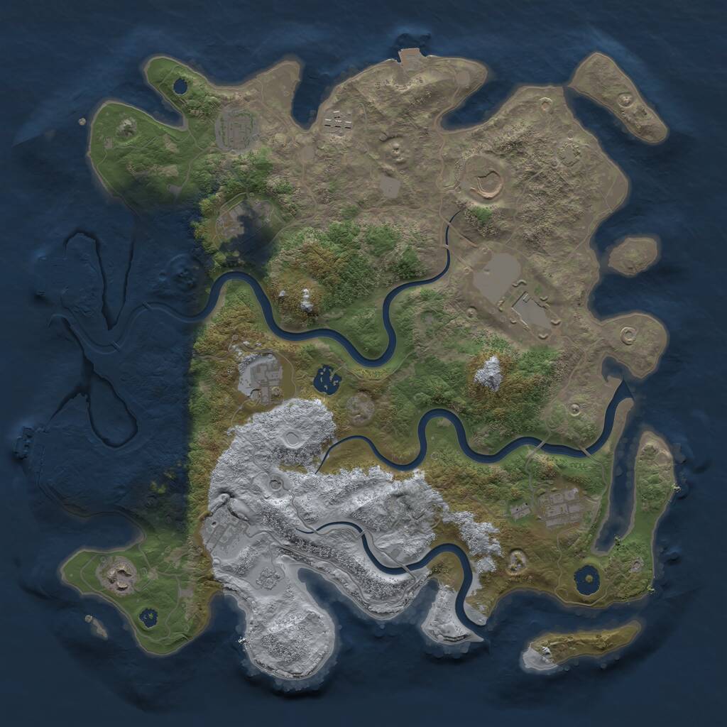 Rust Map: Procedural Map, Size: 3981, Seed: 1945478117, 16 Monuments