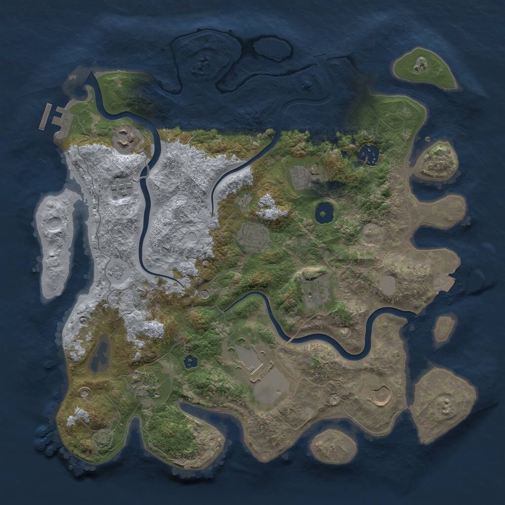 Rust Map: Procedural Map, Size: 3700, Seed: 17654822, 14 Monuments