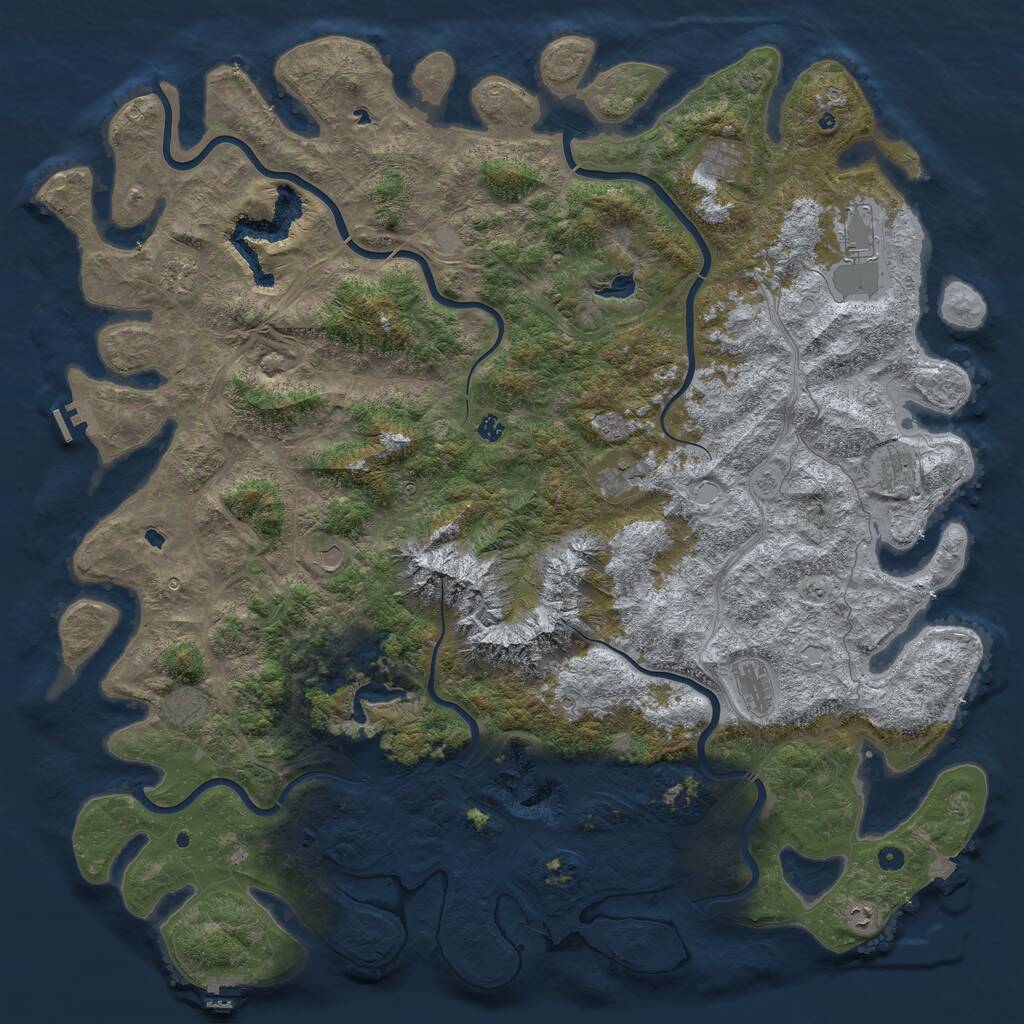 Rust Map: Procedural Map, Size: 6000, Seed: 1720014107, 17 Monuments