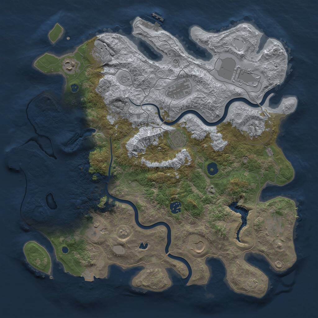 Rust Map: Procedural Map, Size: 4000, Seed: 1089228069, 17 Monuments