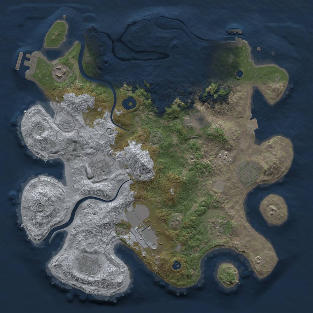Rust Map: Procedural Map, Size: 3500, Seed: 31221789, 14 Monuments