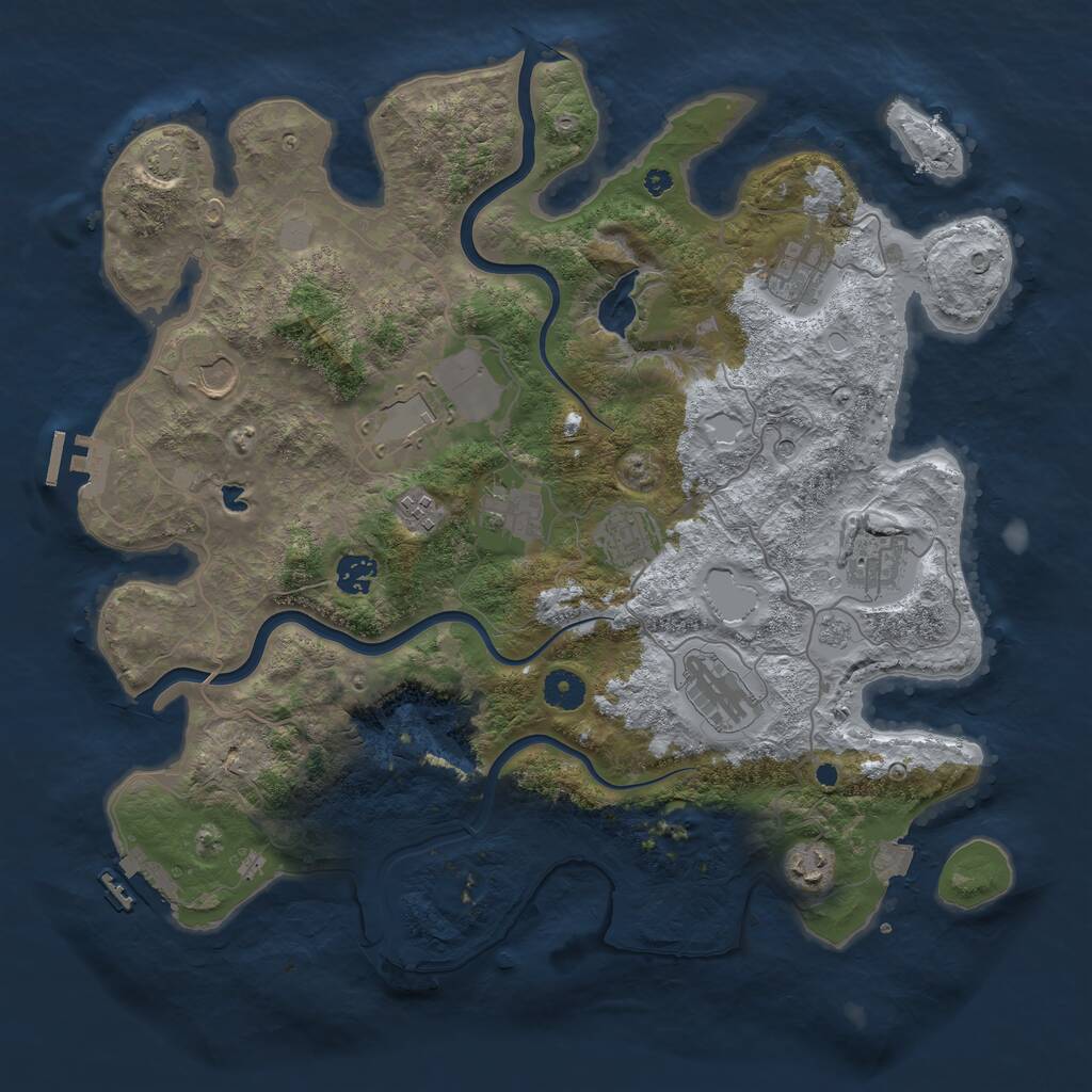Rust Map: Procedural Map, Size: 4000, Seed: 2103744061, 16 Monuments