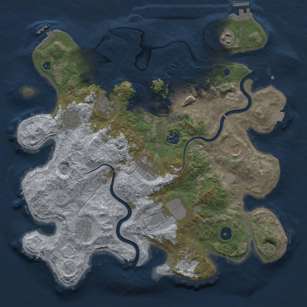 Rust Map: Procedural Map, Size: 3750, Seed: 215359531, 17 Monuments