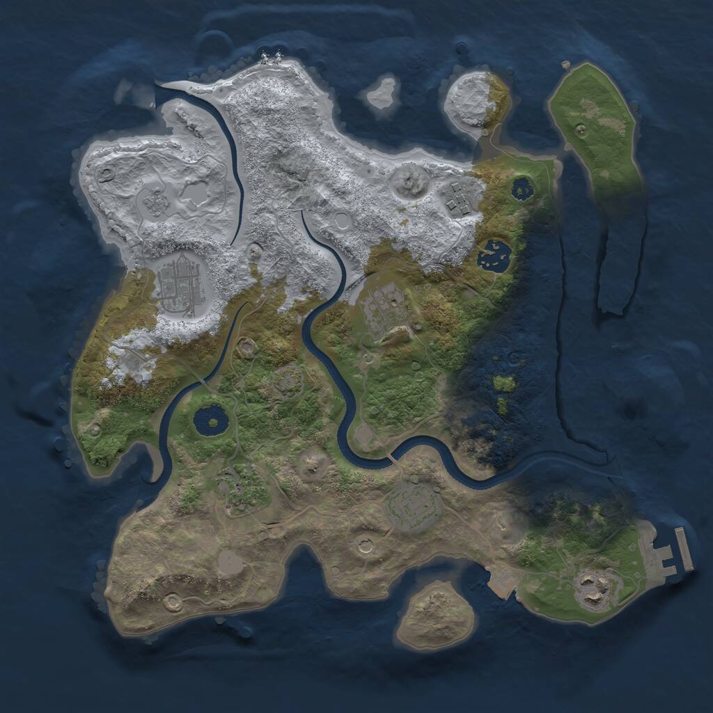 Rust Map: Procedural Map, Size: 3250, Seed: 1877911820, 12 Monuments