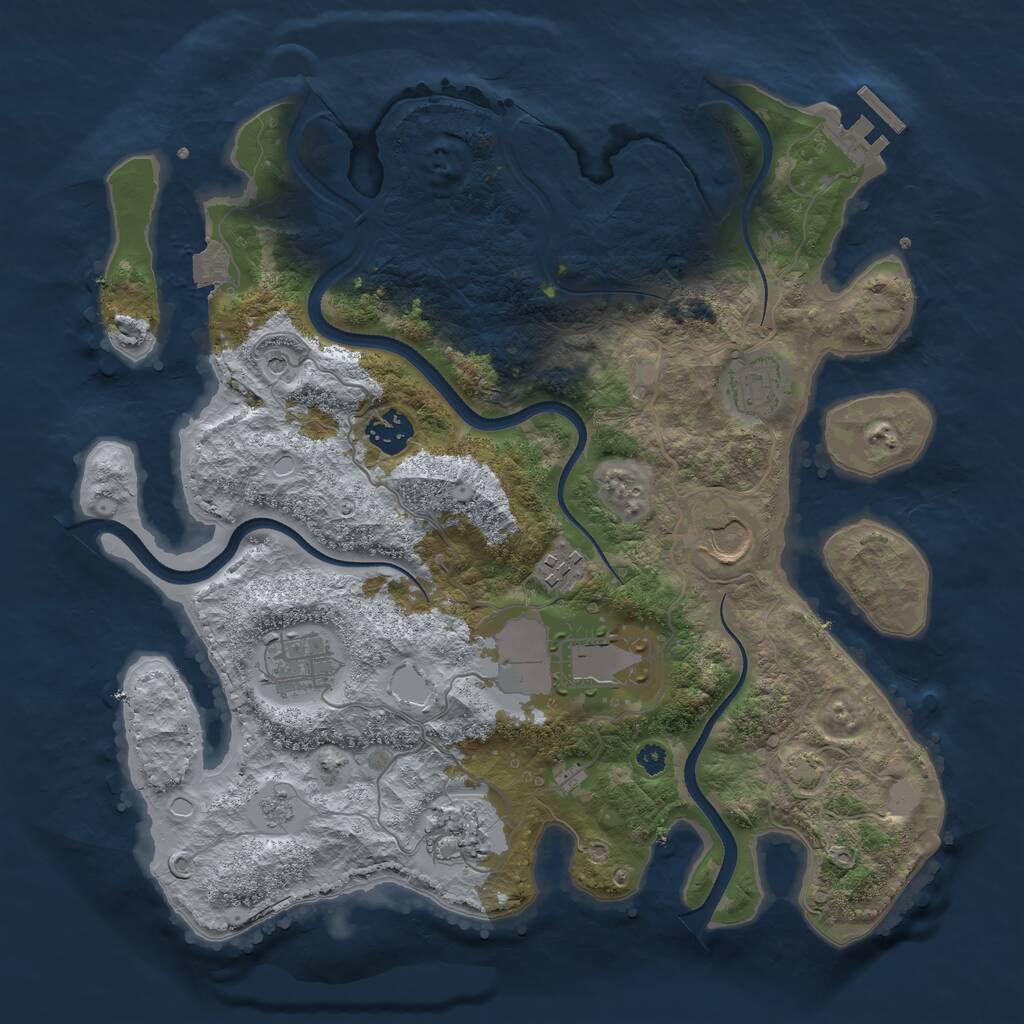 Rust Map: Procedural Map, Size: 3500, Seed: 33839739, 12 Monuments