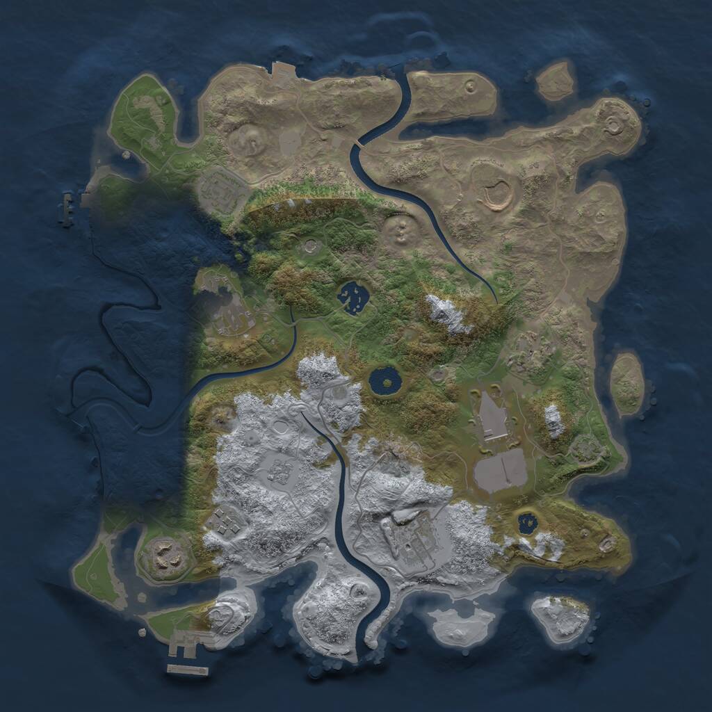 Rust Map: Procedural Map, Size: 3500, Seed: 1838983032, 15 Monuments