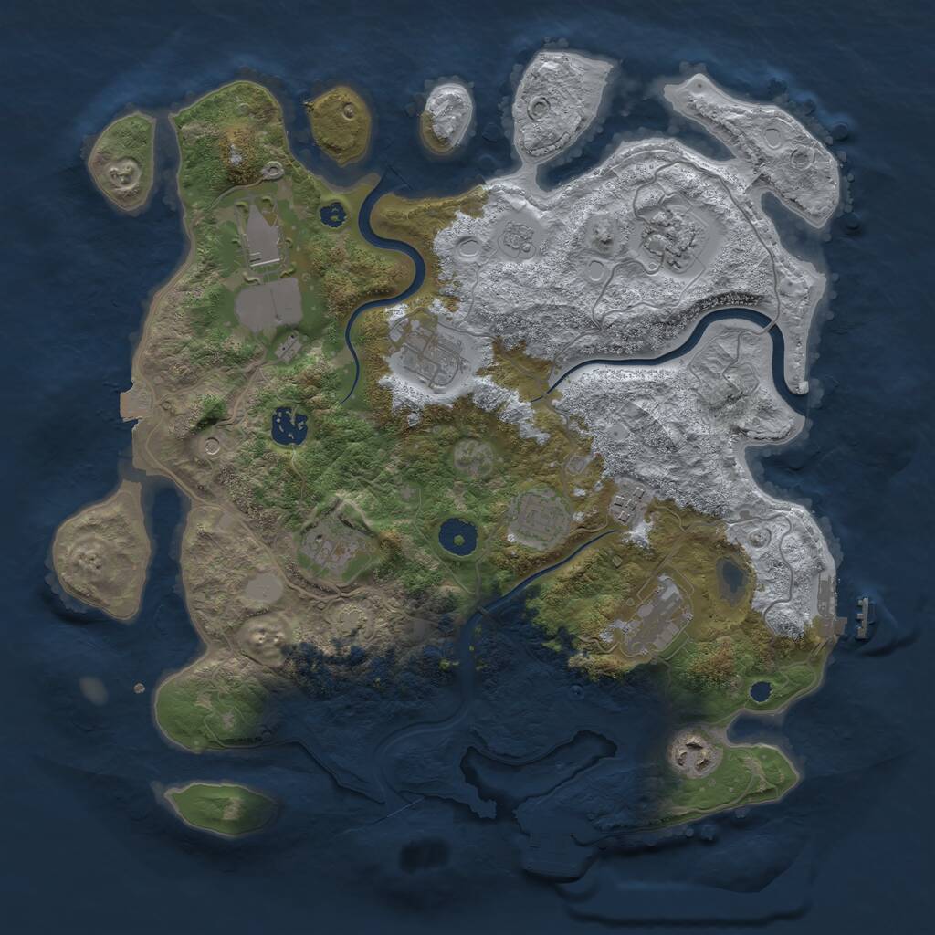 Rust Map: Procedural Map, Size: 3700, Seed: 1755015531, 15 Monuments