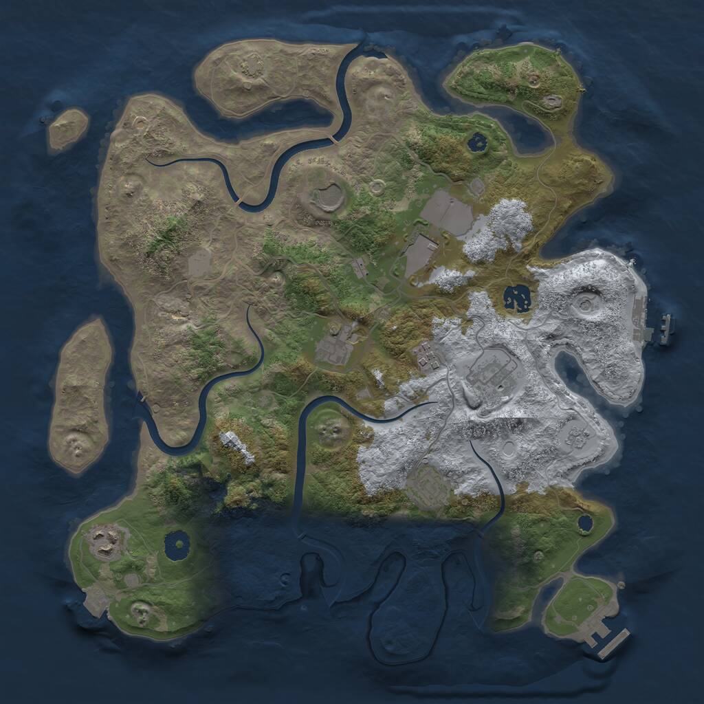 Rust Map: Procedural Map, Size: 3700, Seed: 501101323, 14 Monuments