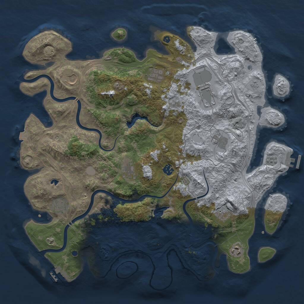 Rust Map: Procedural Map, Size: 4400, Seed: 482910536, 16 Monuments