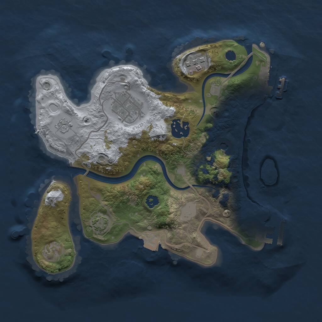Rust Map: Procedural Map, Size: 2500, Seed: 1670239245, 9 Monuments
