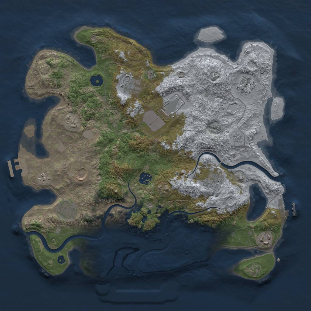 Rust Map: Procedural Map, Size: 3800, Seed: 2606042, 15 Monuments