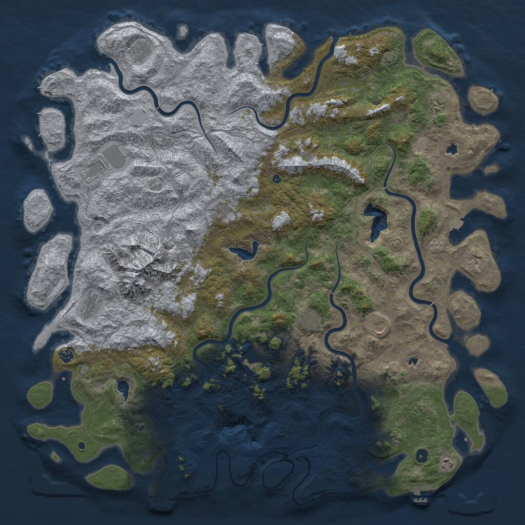 Rust Map: Procedural Map, Size: 6000, Seed: 574700616, 17 Monuments