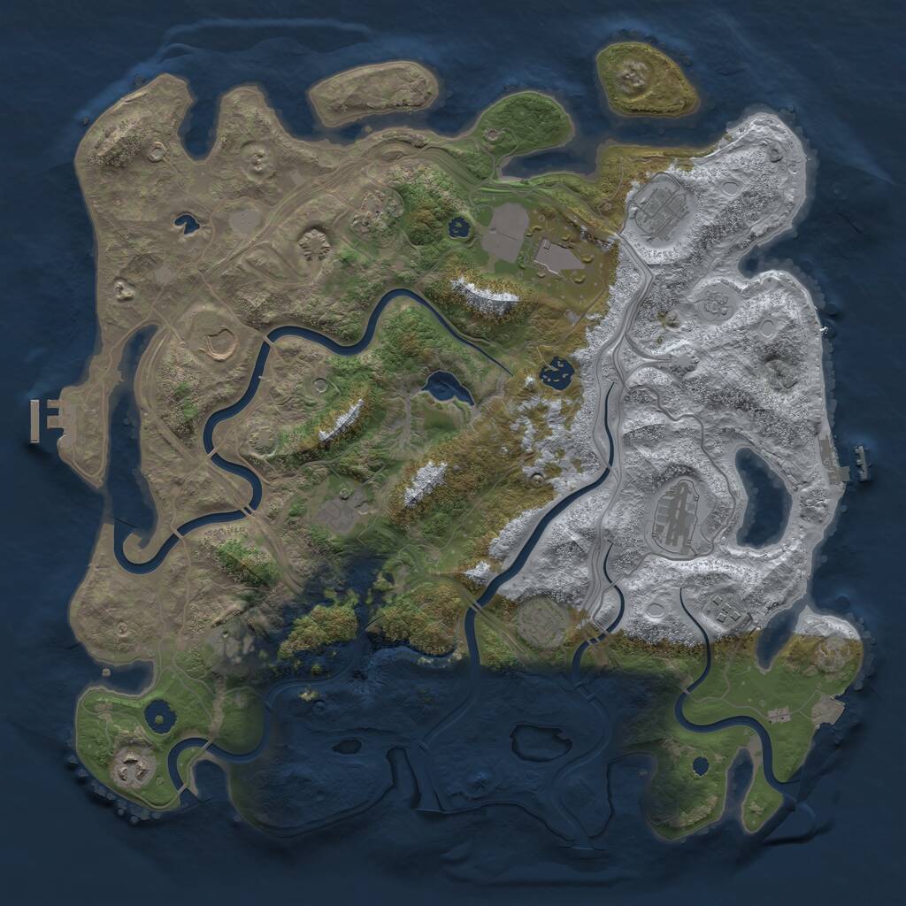 Rust Map: Procedural Map, Size: 4250, Seed: 641223615, 17 Monuments