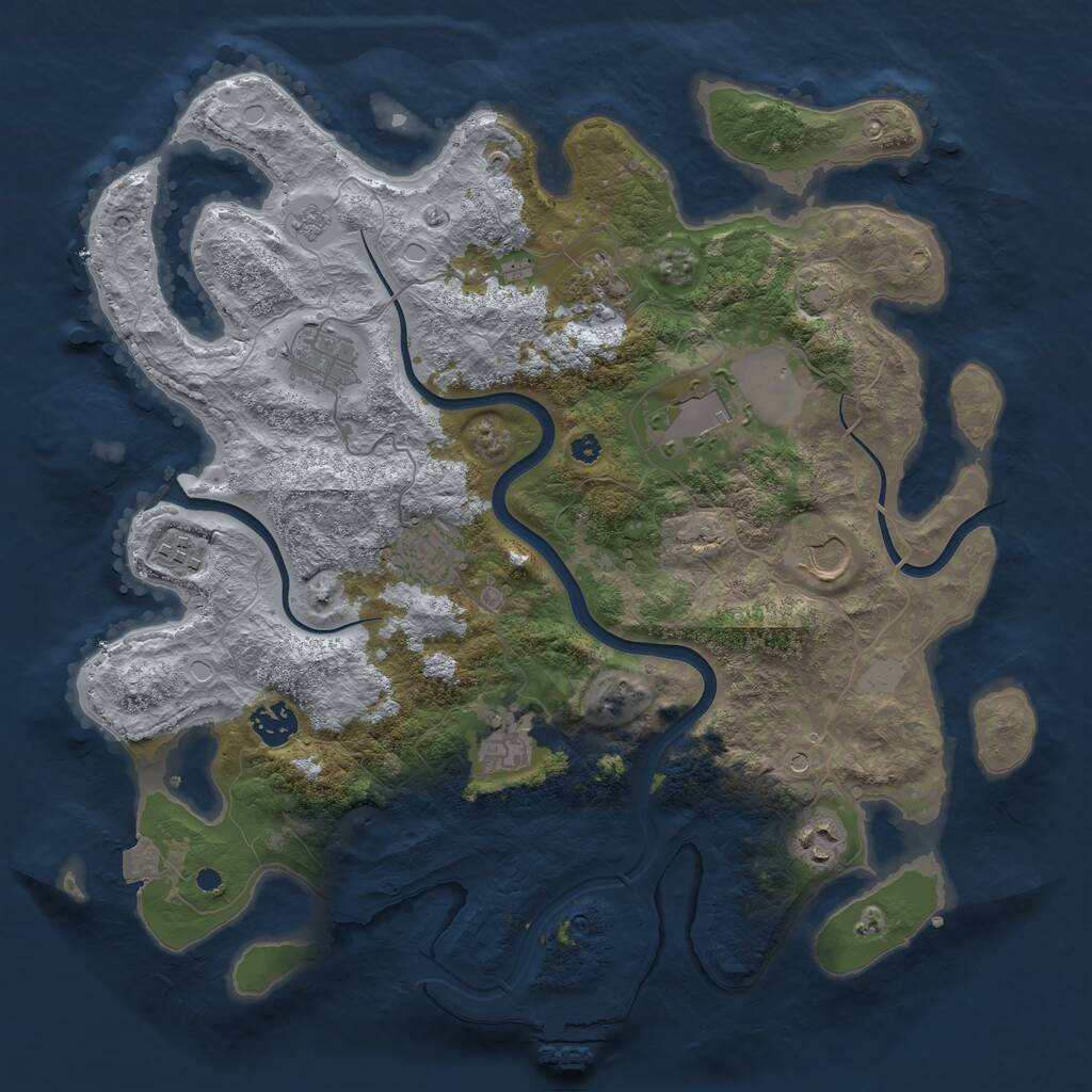 Rust Map: Procedural Map, Size: 3750, Seed: 528823711, 14 Monuments
