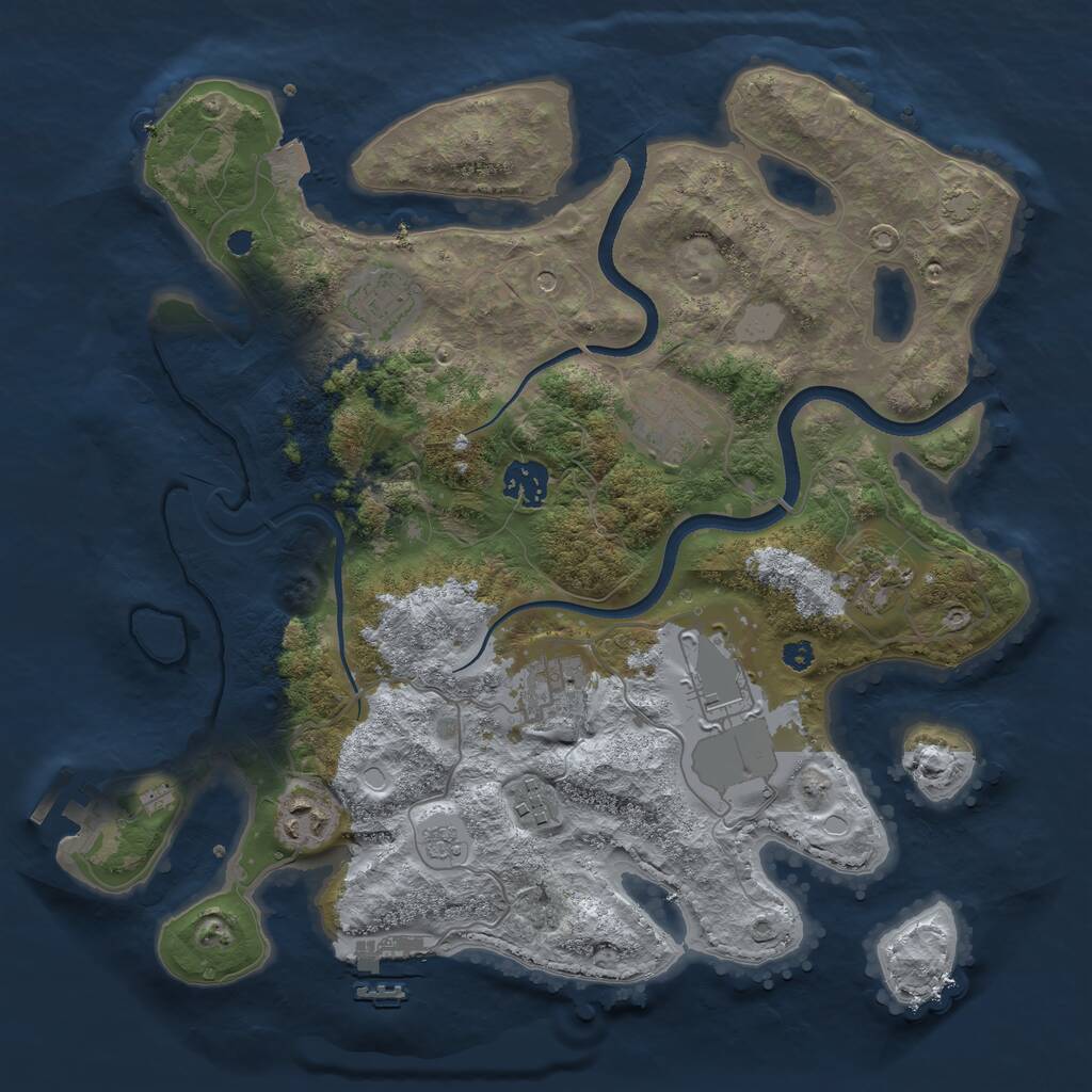 Rust Map: Procedural Map, Size: 3500, Seed: 1746873934, 14 Monuments