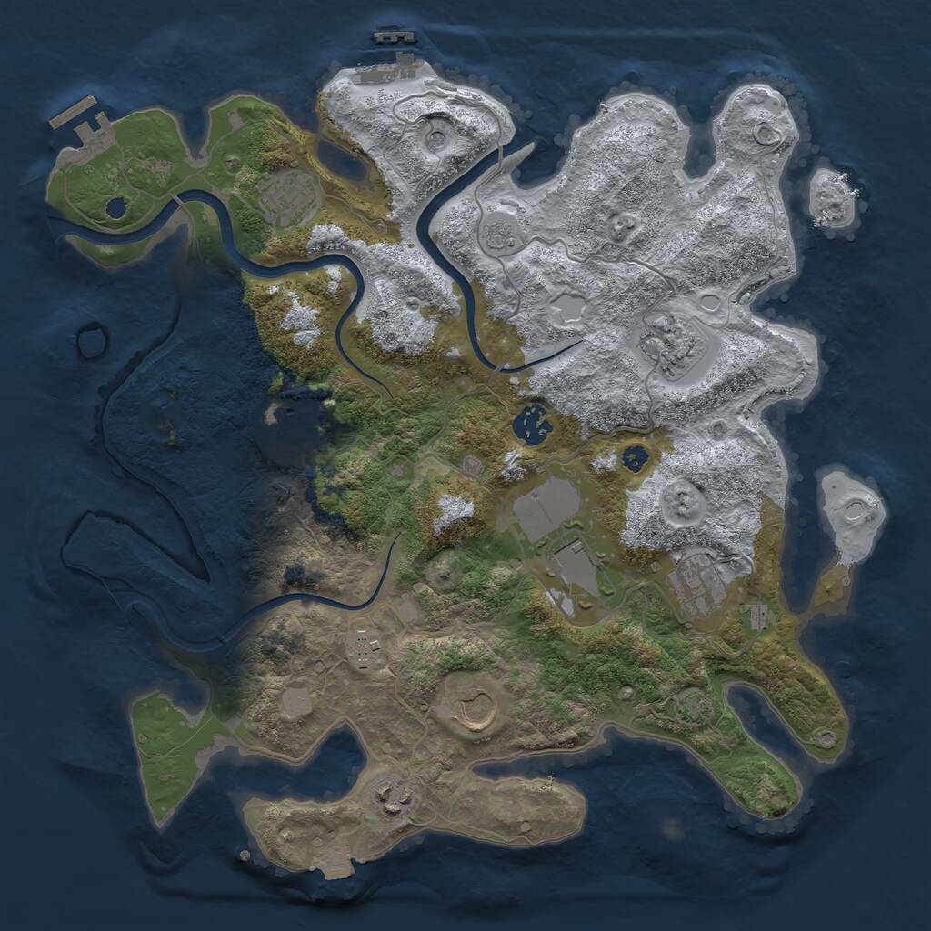 Rust Map: Procedural Map, Size: 3650, Seed: 1758026682, 15 Monuments