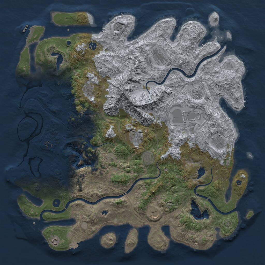 Rust Map: Procedural Map, Size: 5000, Seed: 1140375045, 17 Monuments