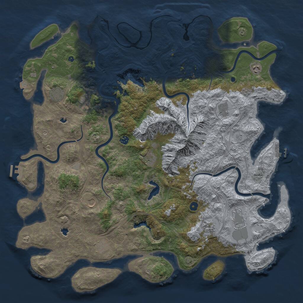 Rust Map: Procedural Map, Size: 5250, Seed: 114430814, 17 Monuments