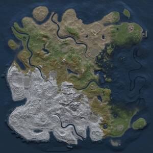 Thumbnail Rust Map: Procedural Map, Size: 5000, Seed: 7546246, 16 Monuments