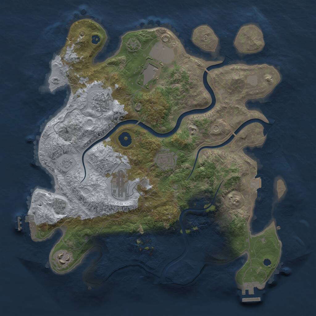 Rust Map: Procedural Map, Size: 3500, Seed: 57194167, 12 Monuments
