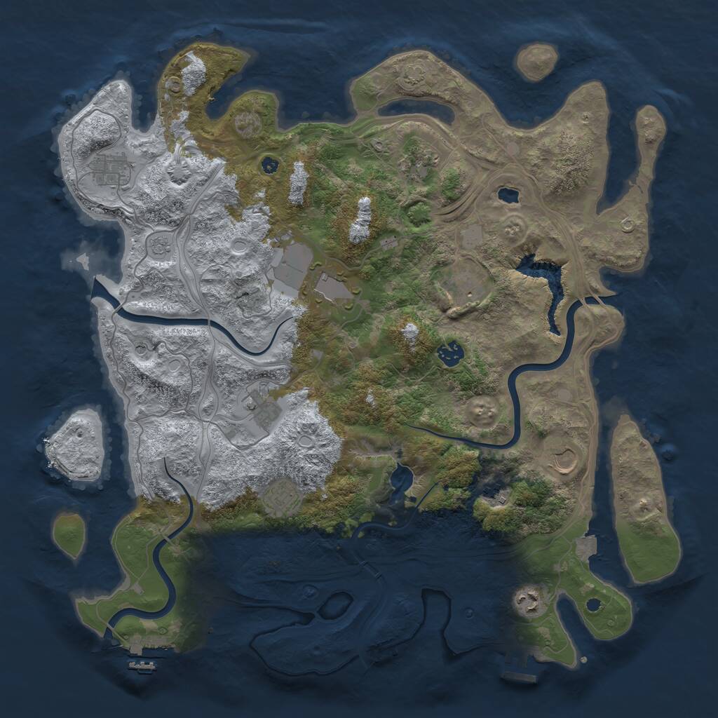 Rust Map: Procedural Map, Size: 4300, Seed: 11381599, 16 Monuments
