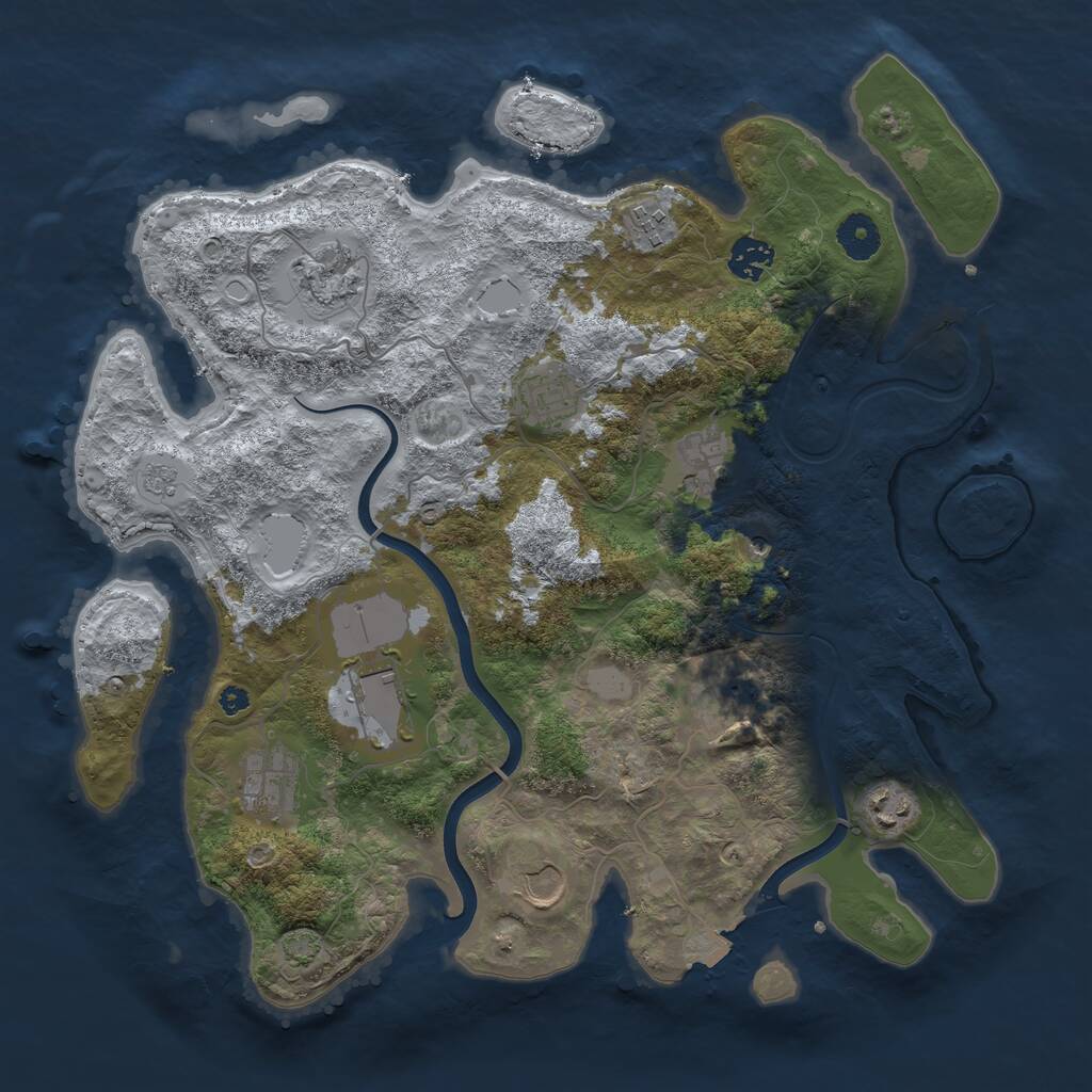 Rust Map: Procedural Map, Size: 3750, Seed: 630576412, 14 Monuments