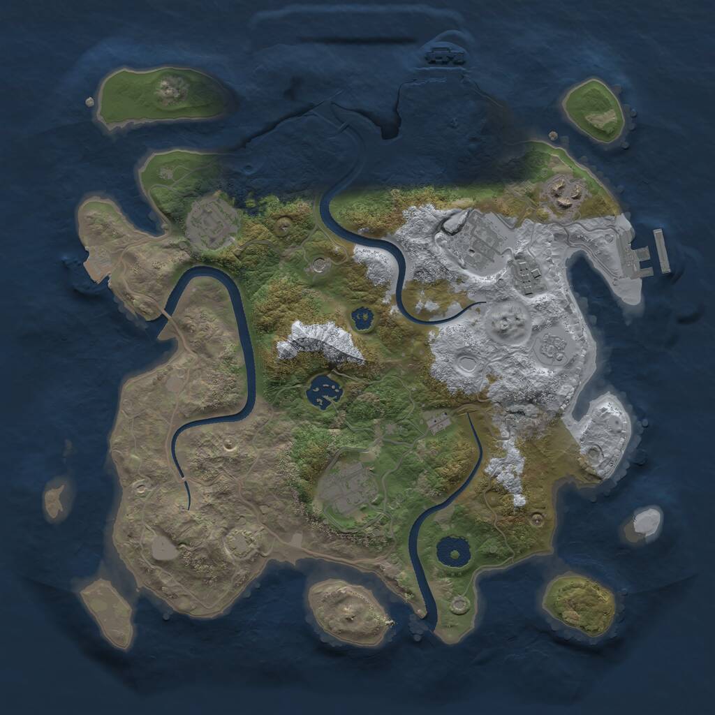 Rust Map: Procedural Map, Size: 3250, Seed: 1045309908, 12 Monuments