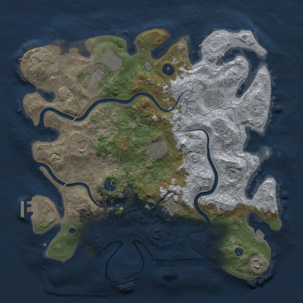 Rust Map: Procedural Map, Size: 3800, Seed: 23364, 14 Monuments