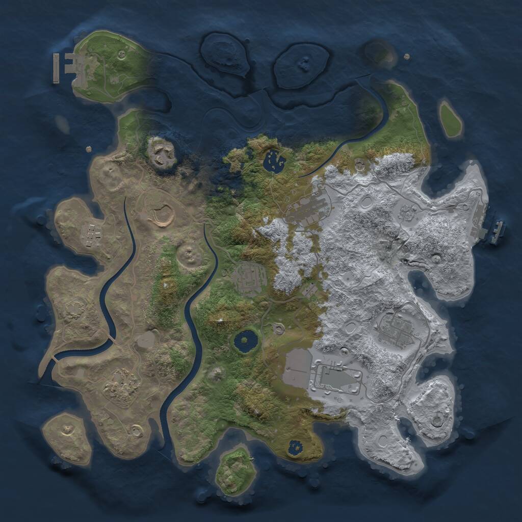 Rust Map: Procedural Map, Size: 3500, Seed: 42421, 15 Monuments