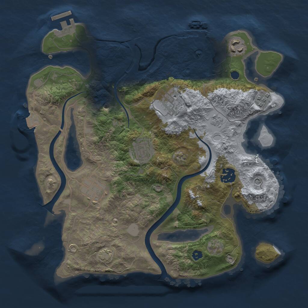Rust Map: Procedural Map, Size: 3000, Seed: 1172746814, 12 Monuments