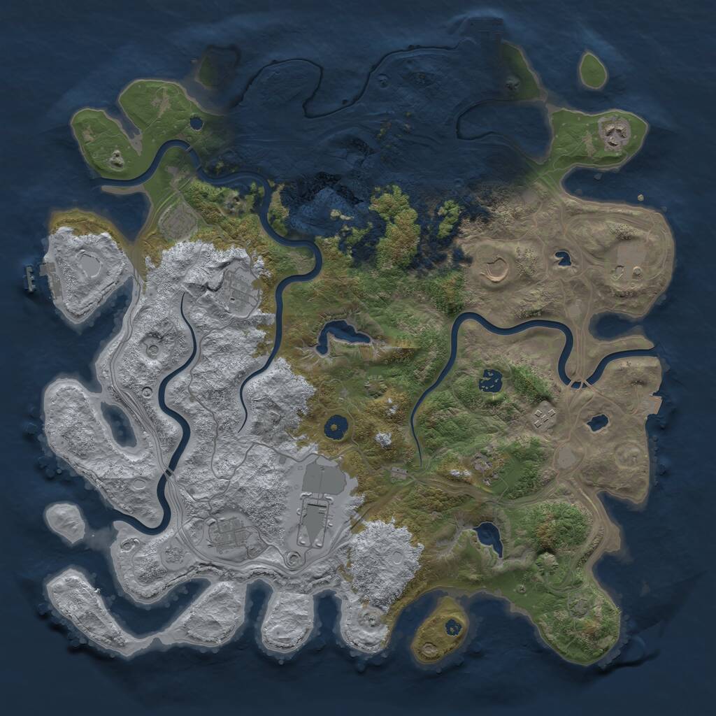 Rust Map: Procedural Map, Size: 4500, Seed: 768302230, 16 Monuments