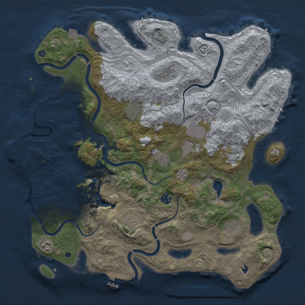 Rust Map: Procedural Map, Size: 4250, Seed: 146437269, 16 Monuments