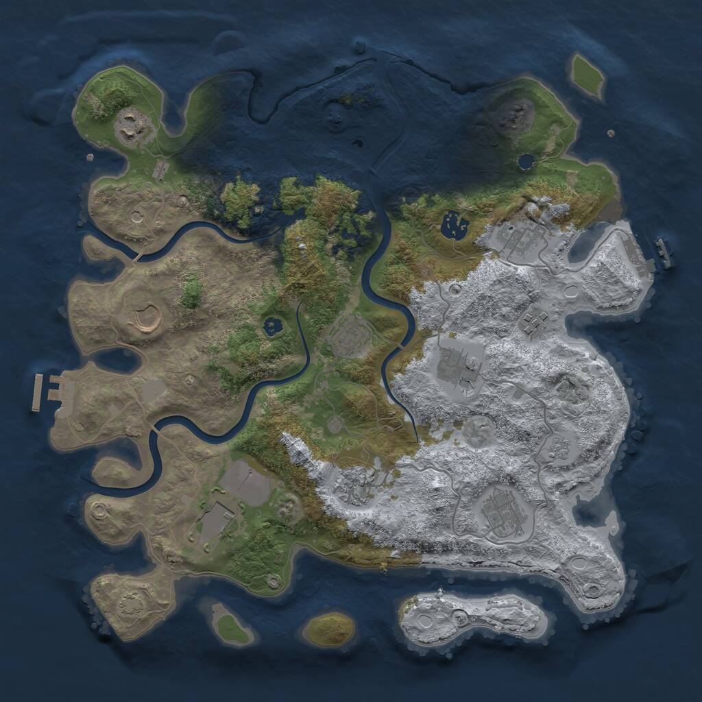 Rust Map: Procedural Map, Size: 3750, Seed: 93262454, 16 Monuments